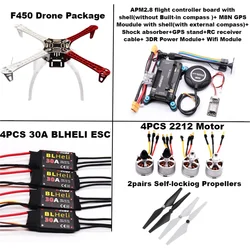 Kit drone F450 con telaio 450 per elicottero di controllo di volo APM2.8 Quadcopter BLHELI 30A 2212 Motore ESC modulo wifi con carrello di atterraggio