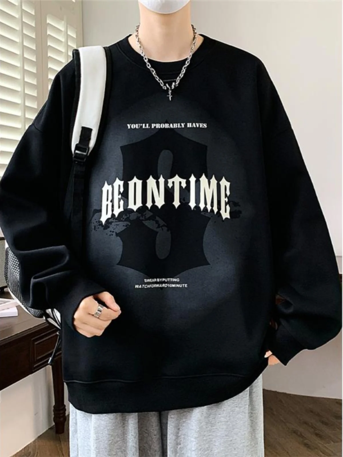 

Loose Fit Men's Hoodie Sweatirt Heavyweight Casual round Ne American Sle Faion Brand Large Size 300 Pou Top