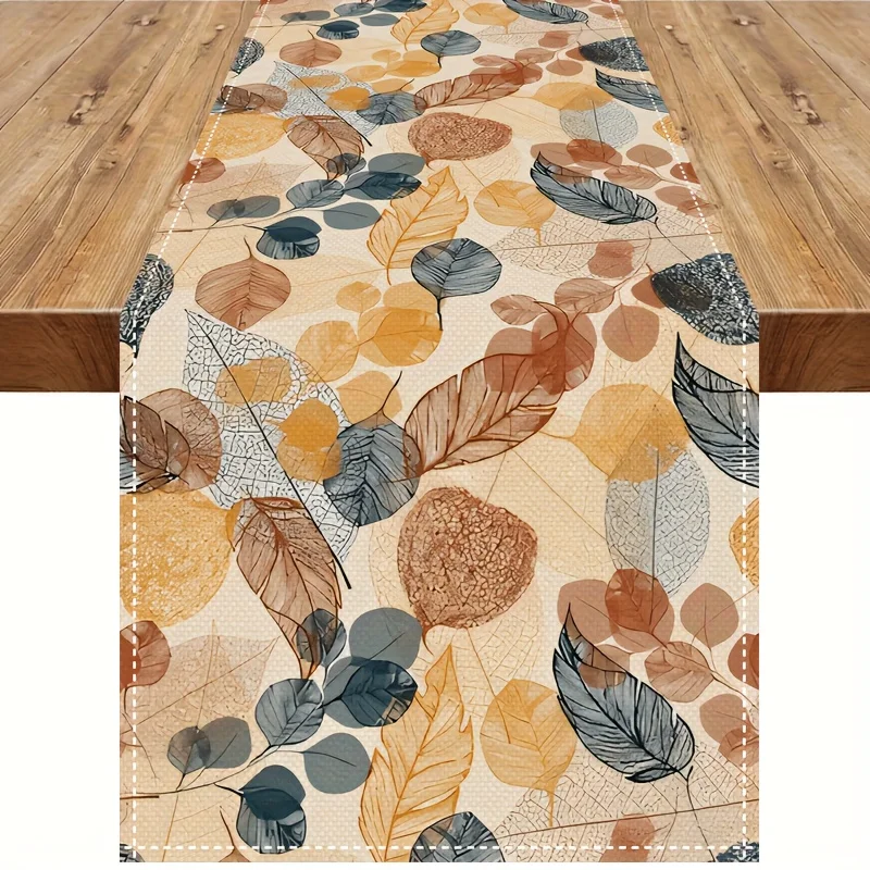 1 Piece of Autumn Floral Table Runner, Warm Earth Tones with Autumn Leaves and Berries Pattern, Suitable for Restaurants, Homes, Cafes, Dinners, and Soft Furnishings.