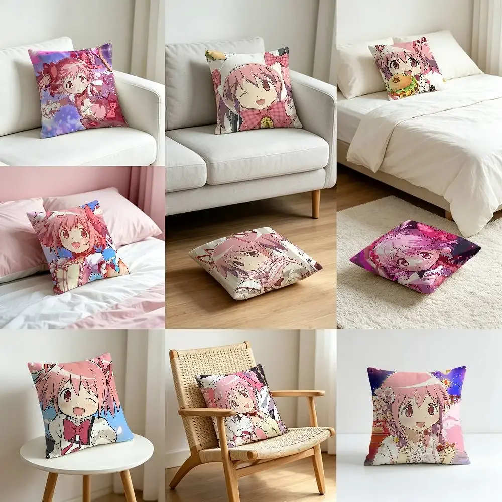 Anime-Puella-Magi-Madoka MagicaS Customizable Square Pillowcases, Stylish And Soft, Perfect For Beds, Cars, And Sofas.