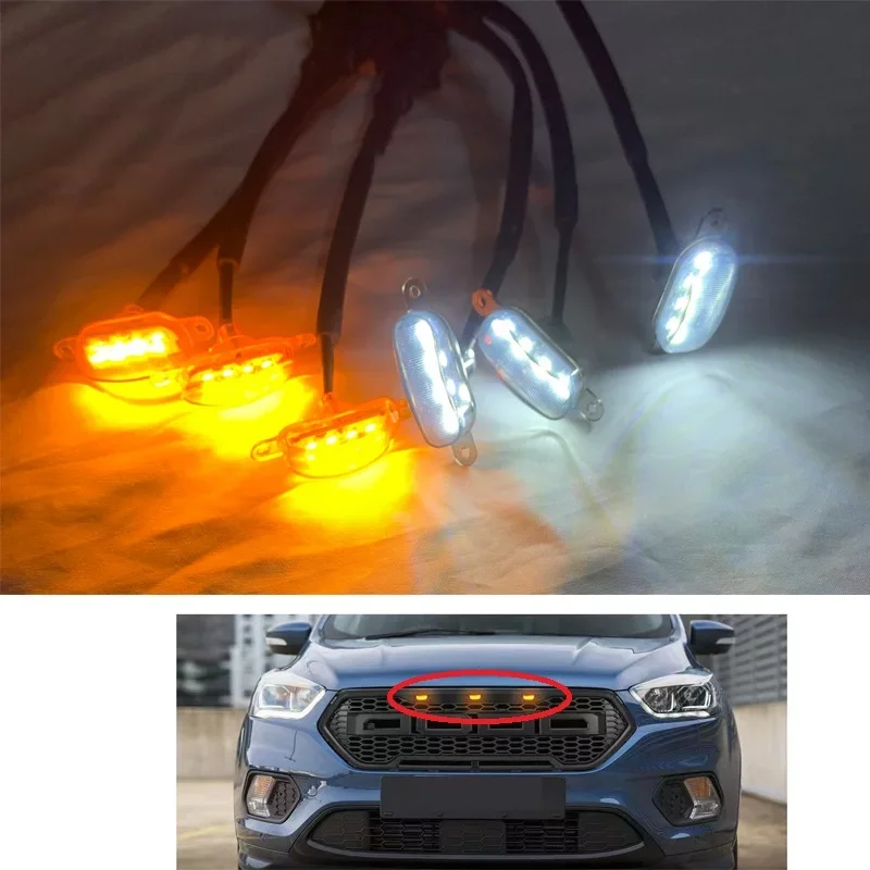 

Universal 12V Front Grille Lighting For Kuga Edge Ram F150 Raptor LED Amber White Grille Lighting Kit Car Eagle Eye Light