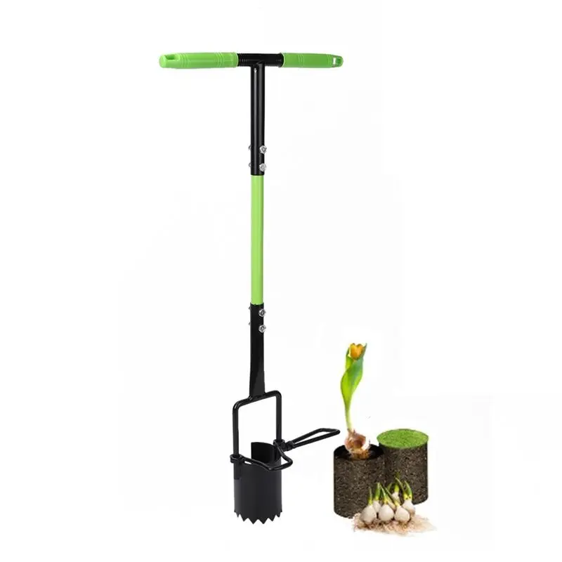 AS63-Bulb Planter Tool Crocus Long Handled Transplanter Comfortable T-Shaped Handle Multi-Purpose Gardening Tool For Weeding