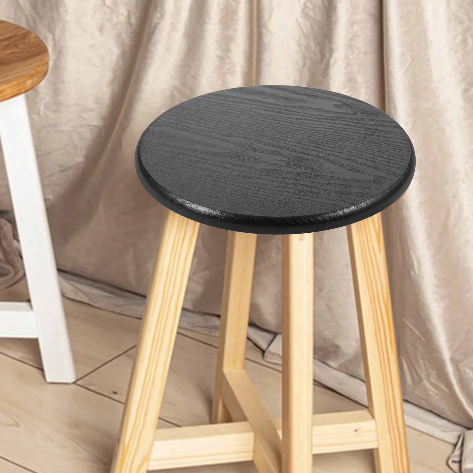 Round Bar Stool Seat Replacement Wooden Surface Sturdy Solid Wood Stool Cover for Home Office Kitchen Dining Dining Chair Cover