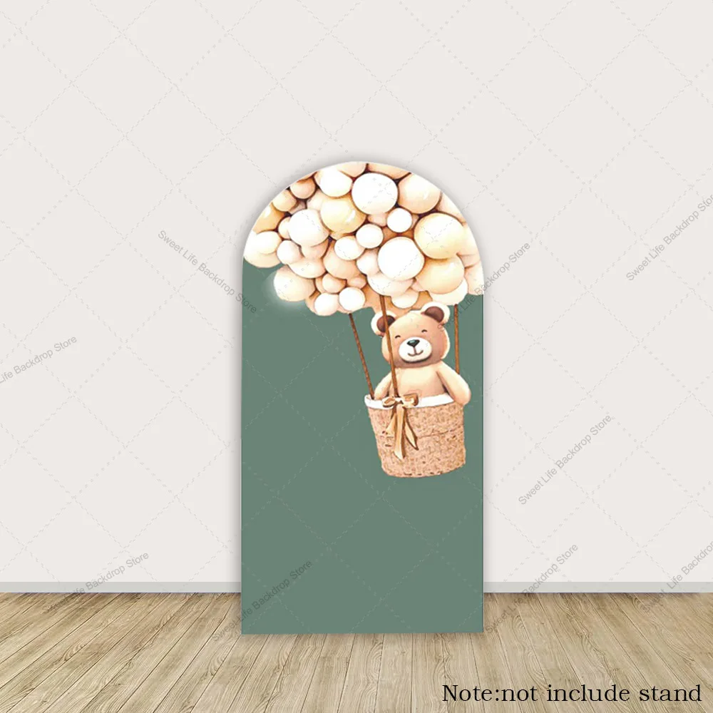 Oso de peluche para Baby Shower, oso de peluche que podemos esperar Oh Baby, globo de aire caliente, cubierta de fondo para arco de fiesta de cumpleaños