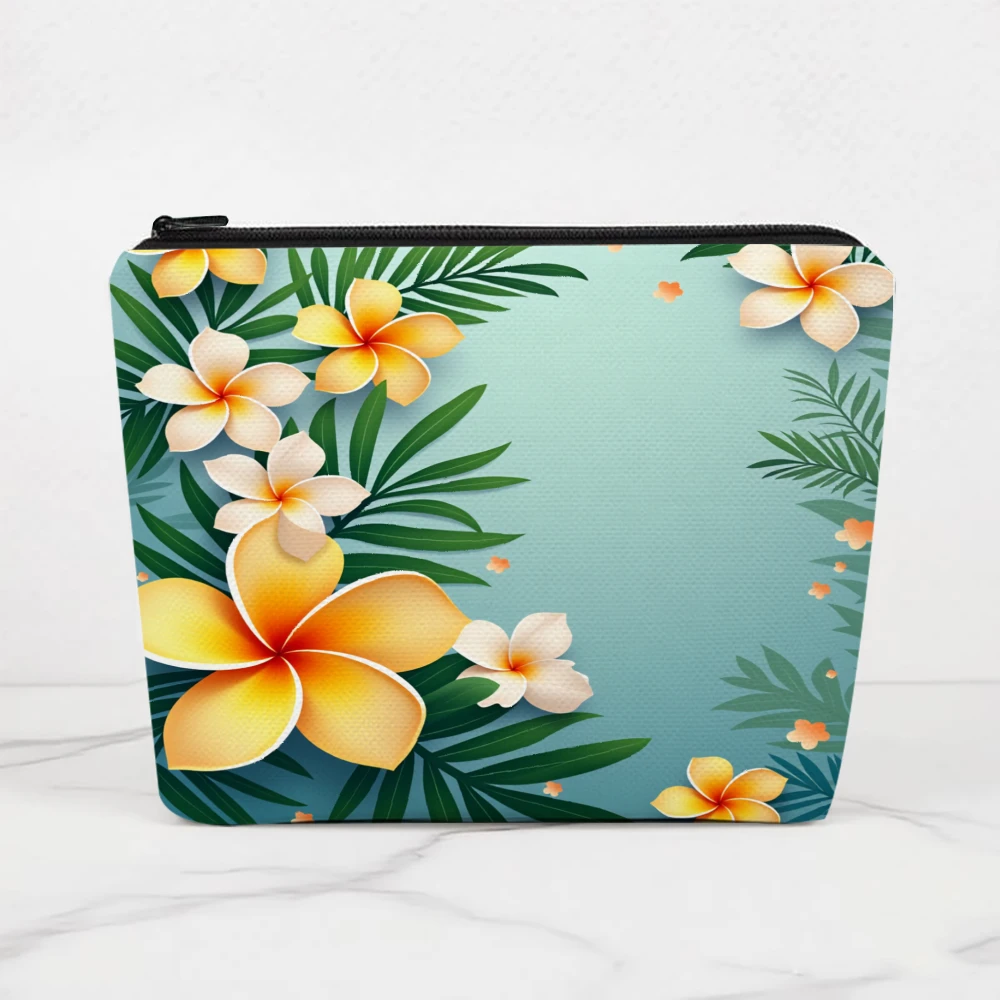 Tropical Flowers And Leaves Pattern Makeup Bags for Girls Cosmetic Pouch Toiletry Bag Pencil Case Travel Storage