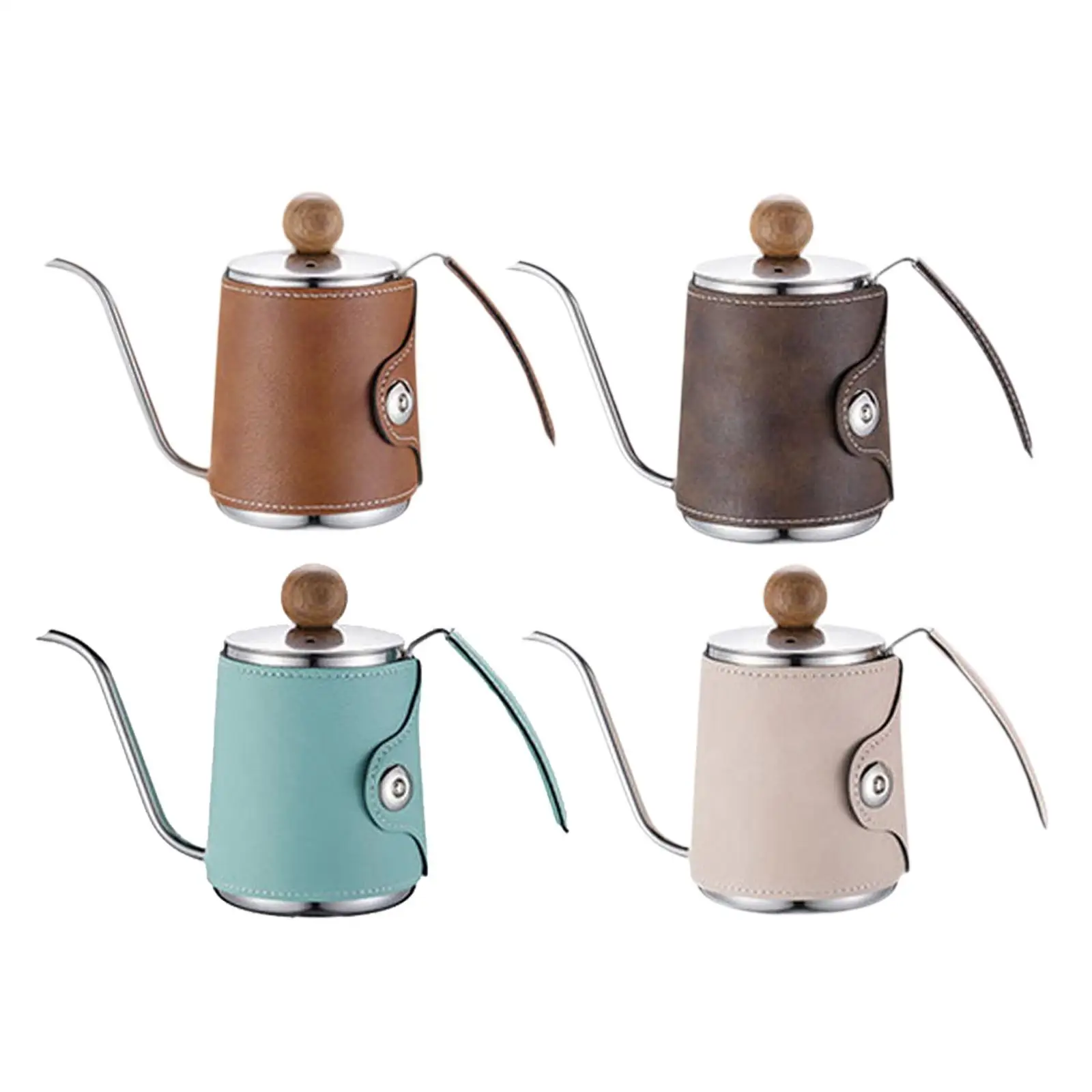 Pour over Coffee Kettle Coffee Pot with Leather Cover Drip Coffee Kettle Gooseneck Neck for Outdoor Indoor Use Kitchen