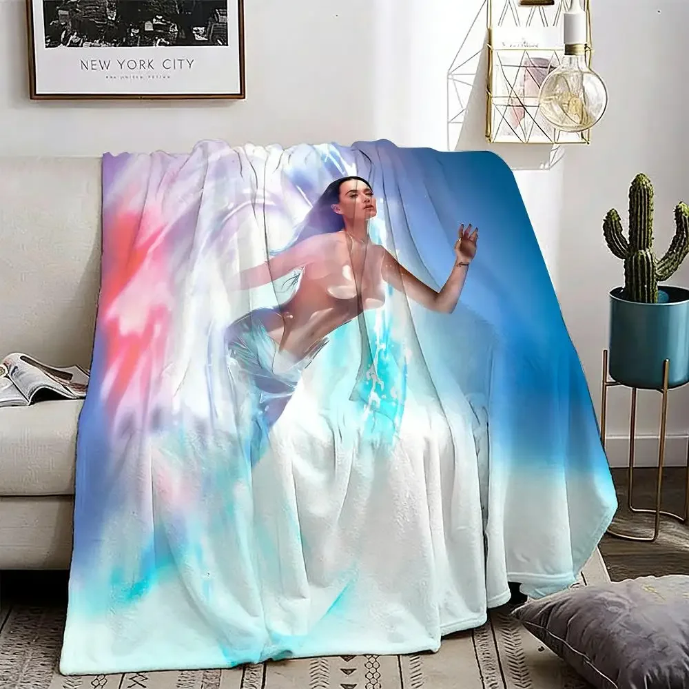 Singer K-Katy Perry Album Throw Lightweight 240g Flannel Blanket Soft Skin-friendly for Summer Cooling