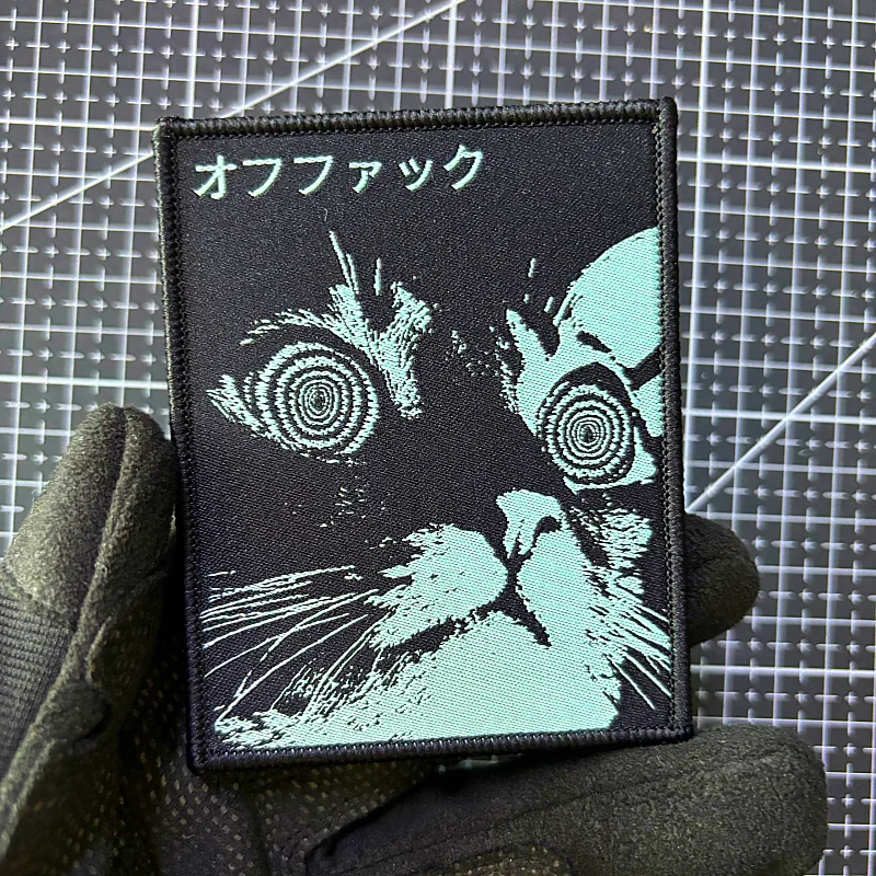 Parche táctico bordado gato sorpresa con velcro para mochila - imagen 4