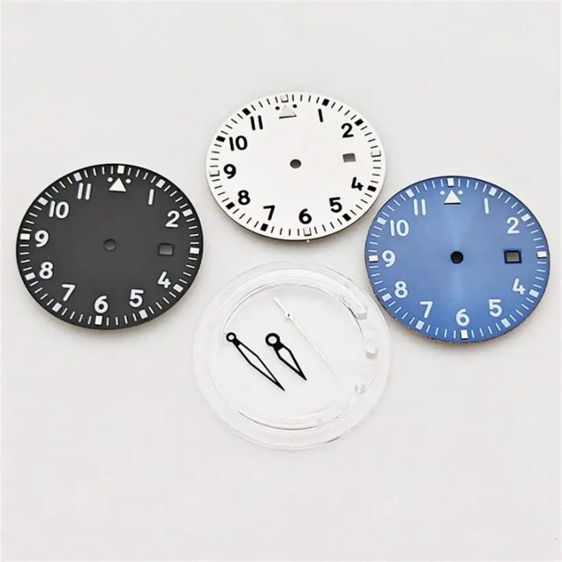 

33,5 мм синий, белый, черный циферблат + набор указателей, подходит для Miyota8215 8200 2813, механизм, светящийся циферблат, аксессуары для часов