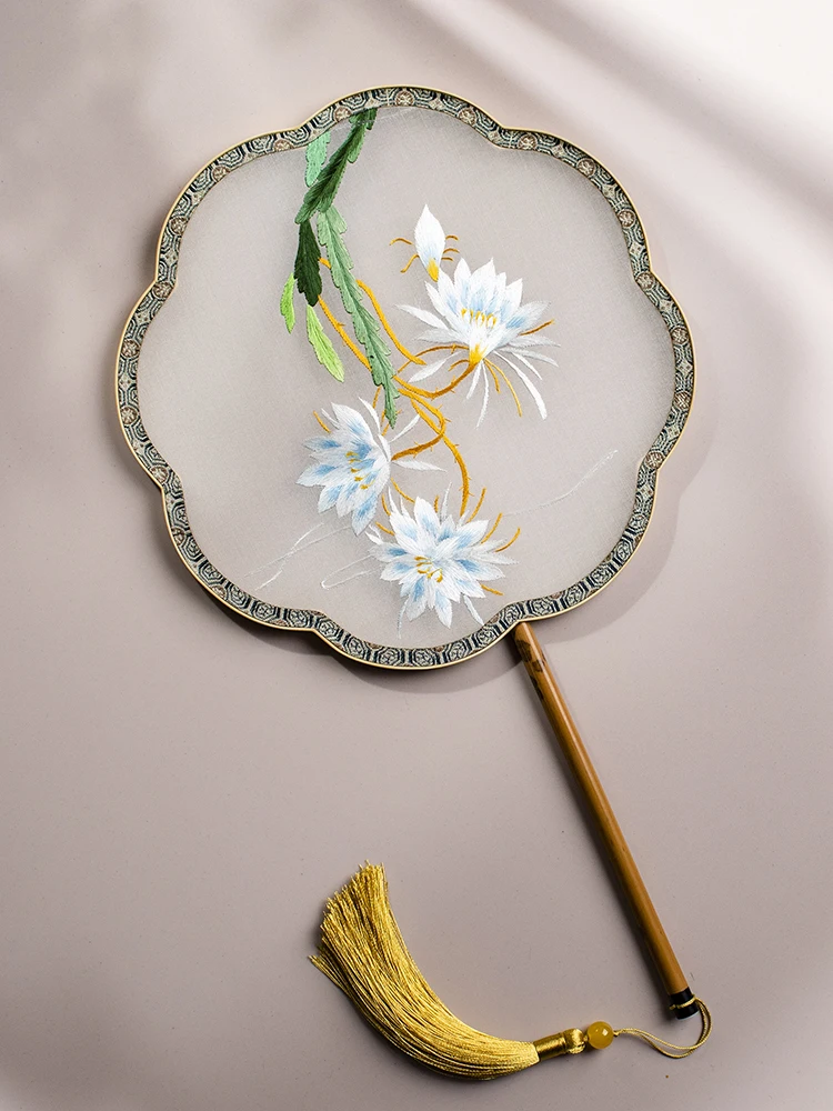 

Double-Sided Embroidered Heavy-Work Fan Traditional Chinese Hanfu Accessory Women's Style Suzhou Embroidery Fan Handmade Craft