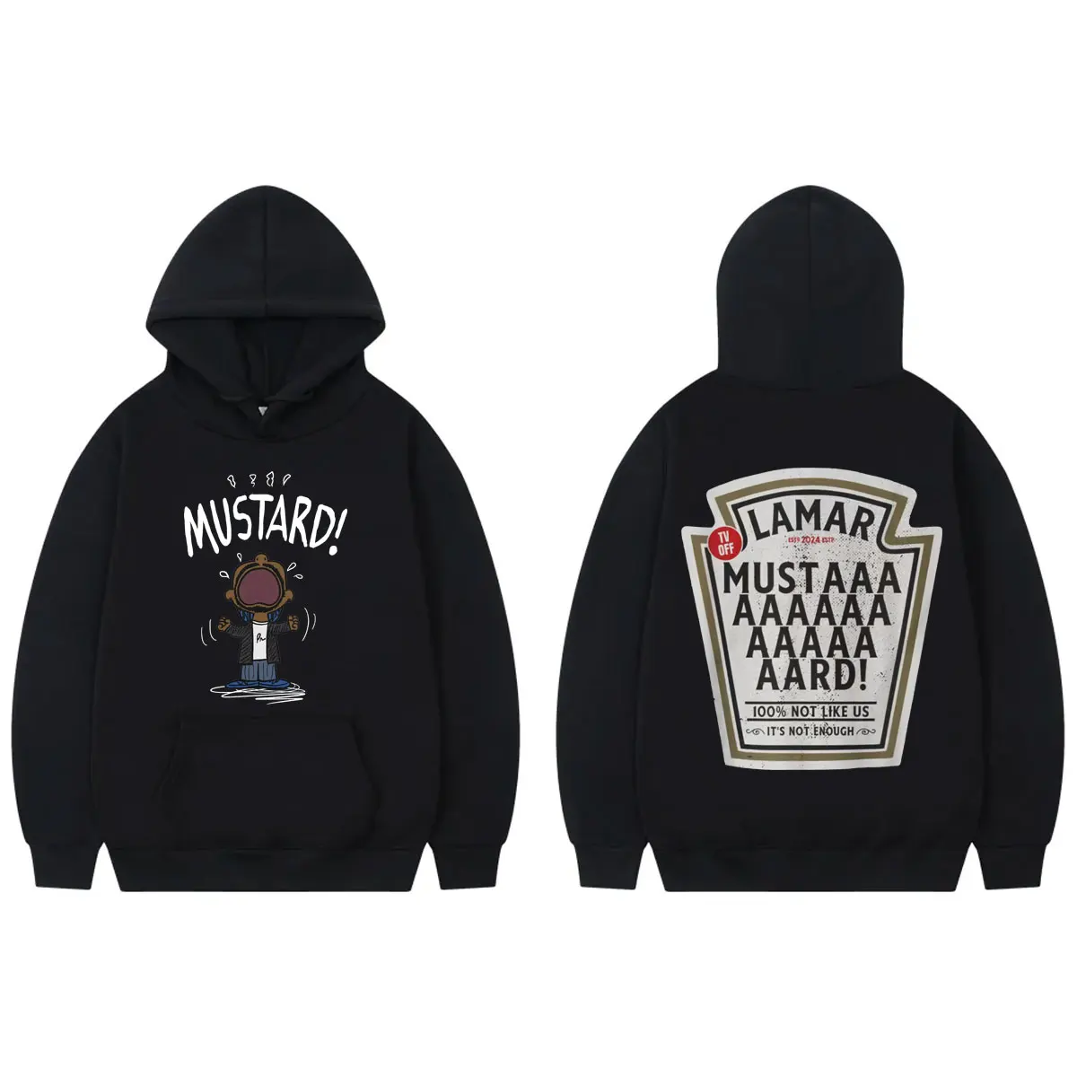 Rapper Kendrick Lamar Mustard Hoodies Men's Hip Hop Trend Vintage Hooded Sweatshirts Unisex Fashion Casual Oversized Pullovers