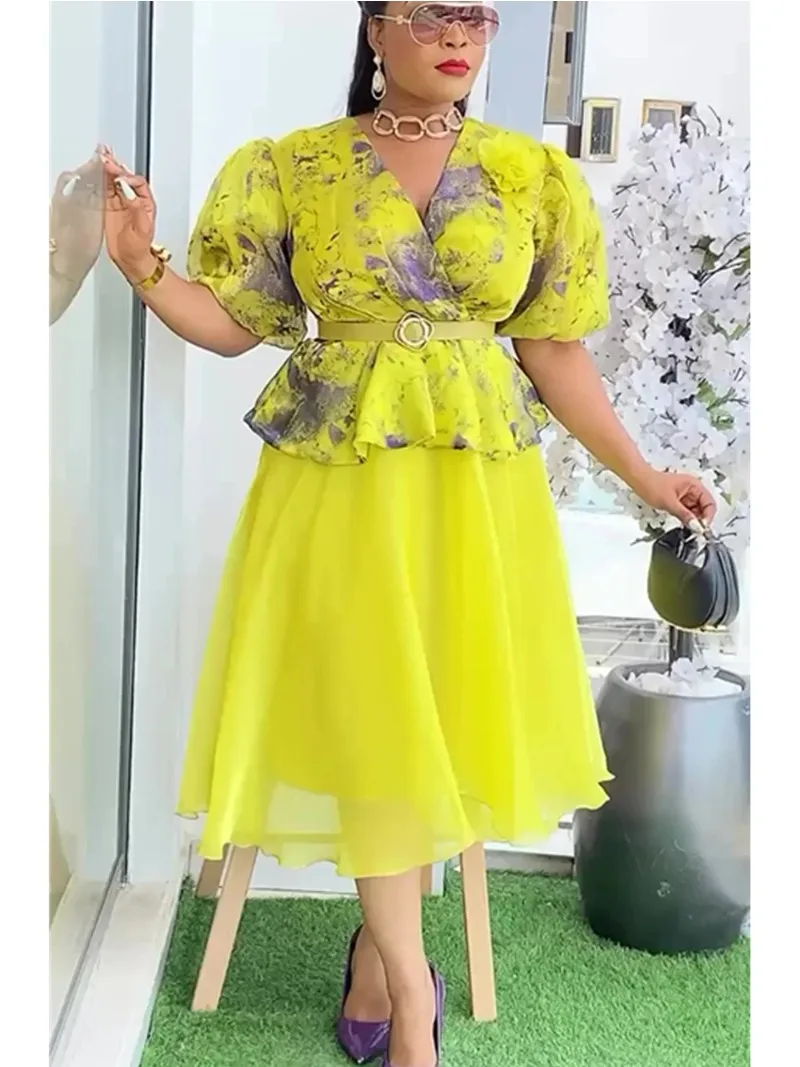 

African Dresses for Women 2025 Plus Size Evening Party Long Dress Africa Clothing Elegant Turkey Muslim Print Maxi Dress