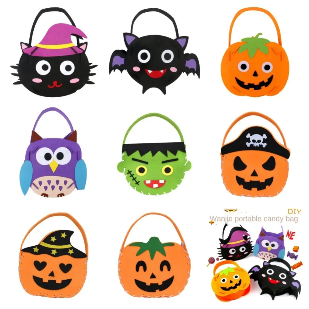 Storage Bucket Halloween Candy Bag Halloween Decoration Trick Or Treat Gift Basket Ornament DIY Material Halloween Bag