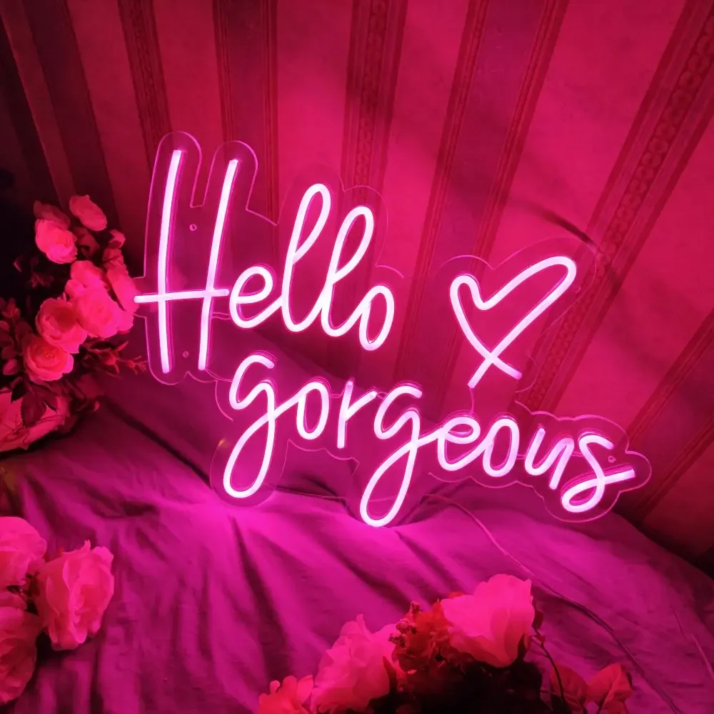 Custom Made Neon Sign for Hello Gorgeous LED Lights Wall Party Wedding Shop Window Restaurant Birthday Decoration