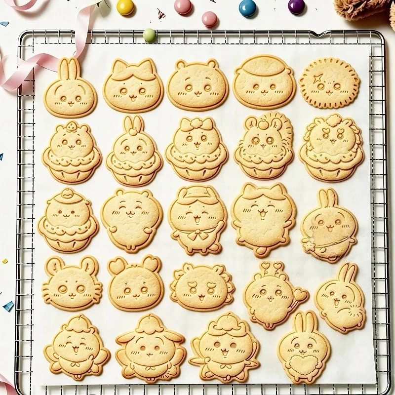 Anime Cartoon Kawaii Chiikawa Biscuit Hand Mould Not Resistant To High Temperature Plastic Push Type Clear Pattern Baking New
