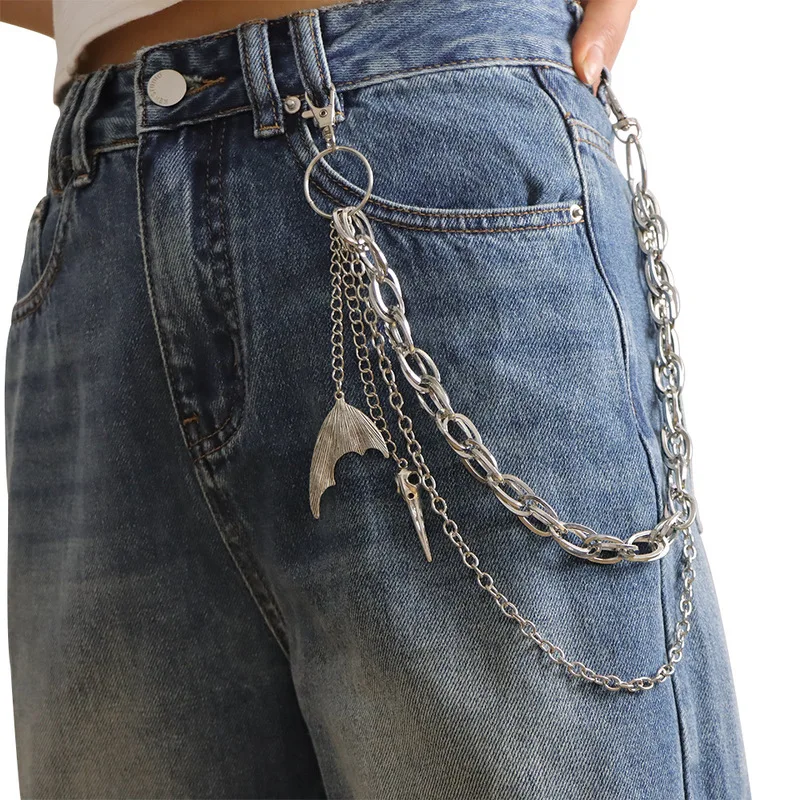 Multi‑Layer Mermaid Tail Bird Skull Pants Chain Unisex Metal Waist Chain Gothic Punk Jeans Hanging Ornament Streetwear Decor