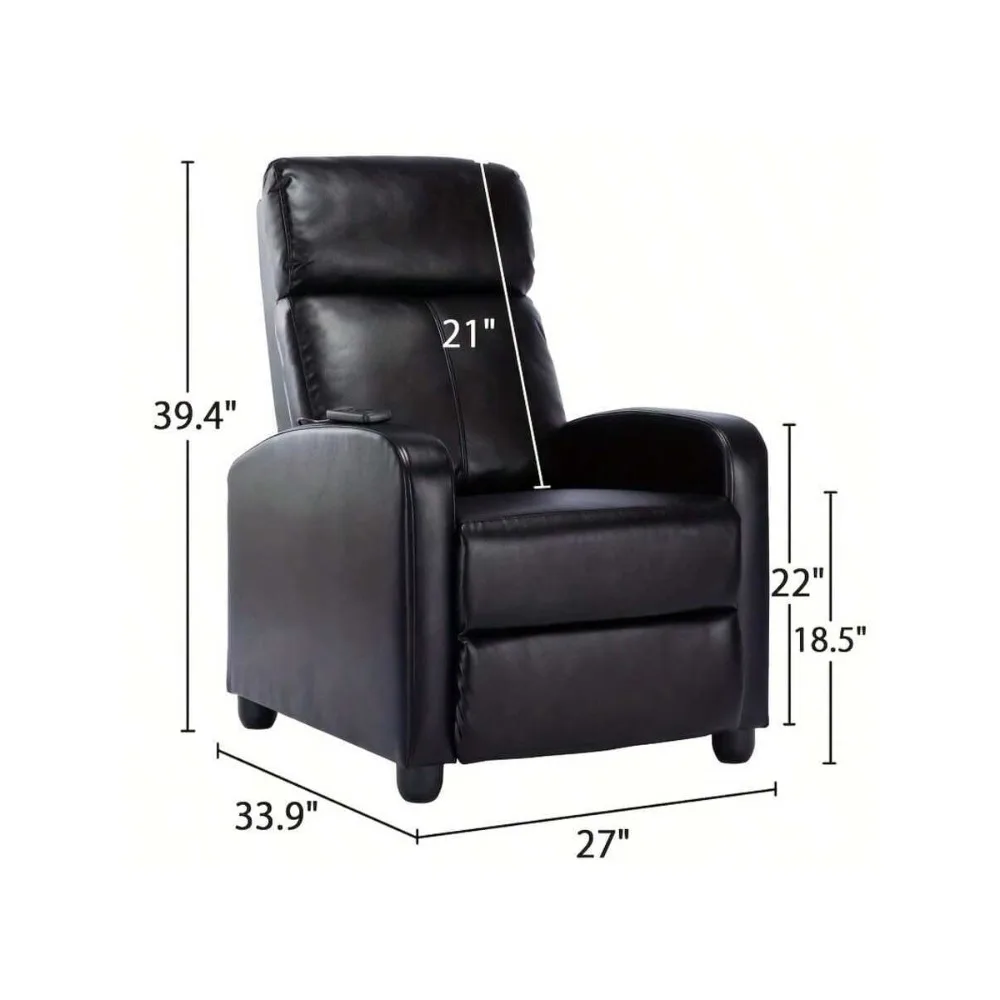 PU Leather Recliner Chair for Living Room Bedroom Home Theater Single Sofa with Two Point Massage Function Heated Backrest Footrest Lounge Chair Modern Adjustable Seat for Adults Elderly view 7