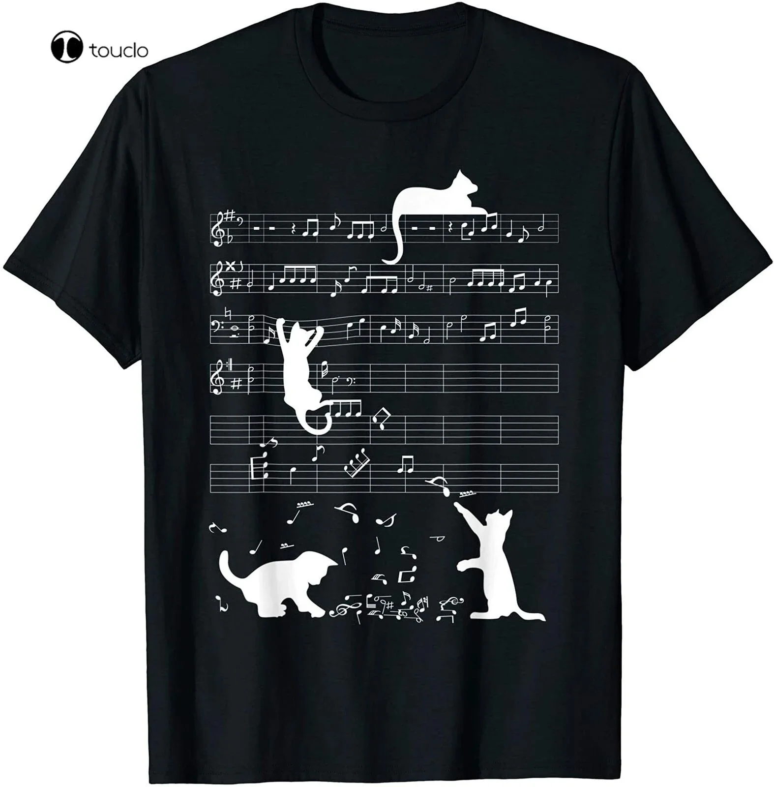 

Cute Cat Kitty Playing Music Clef Piano Musician Art T-Shirt Vintage Men Gift...