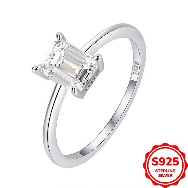 

Простое и универсальное женское обручальное кольцо из серебра S925 с квадратным цирконом