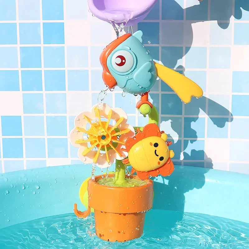 Water Spray Sprinkler for Kids,Shower Bathtub with Suction Cup Children’s Bath Toy,Duck/Flower Shape Play Waterwheel Bathtub Toy