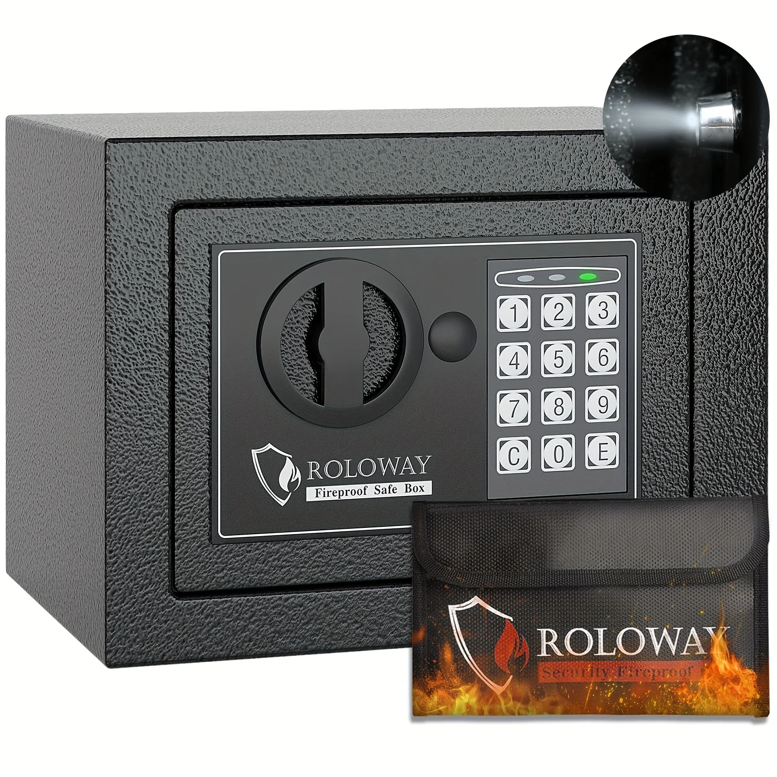 

Heavy-Duty Fireproof Steel Safe With Cash Bag - Secure Home Safe Box With Keypad & Key Lock, Ideal For Storing Money, Docum