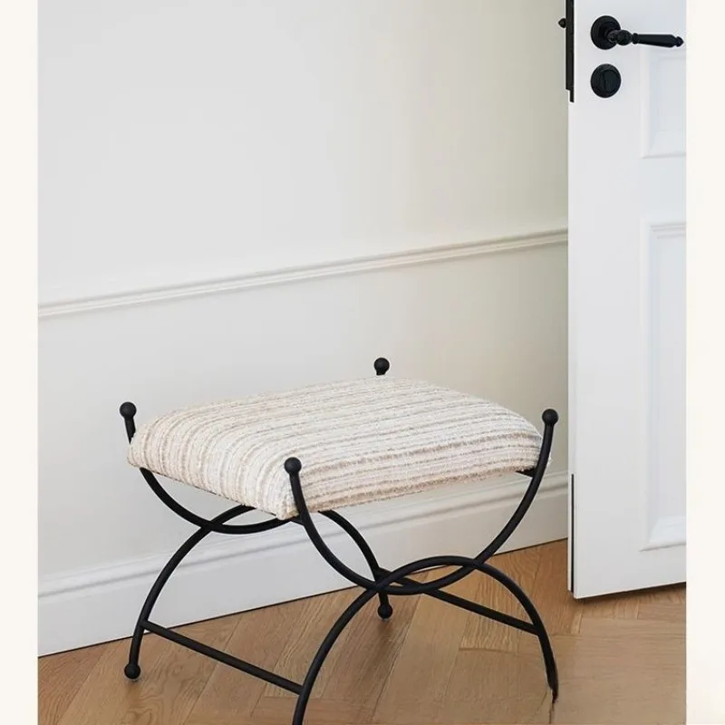 مقعد UU عتيق لمشاهير الإنترنت، مقعد فرنسي عتيق لتغيير الأحذية، حقيبة معدنية ناعمة، دواسة قدم، أريكة صغيرة #4