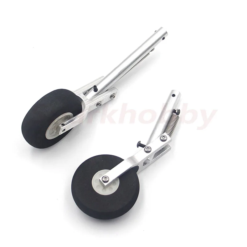 1PC 110 120 130 140mm Aluminum Alloy Retractable Belt Spring Landing Gear 45mm 50mm Spomge Wheel For Fixed Wing RC Airplane Accs