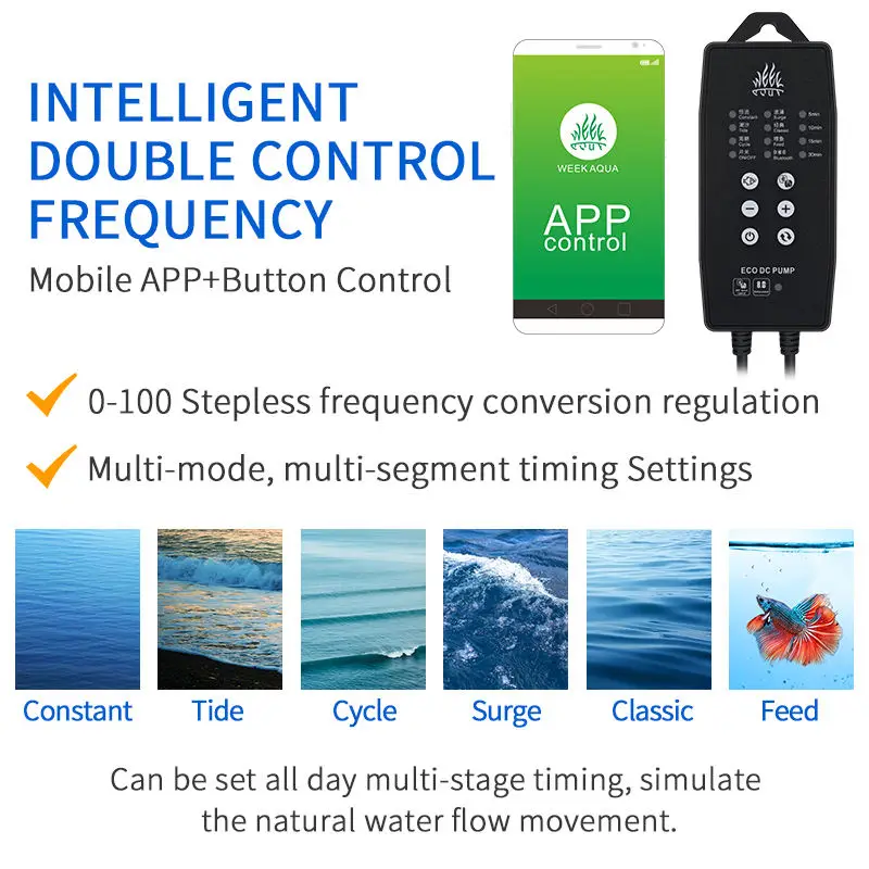 Week Aqua Intelligent Control Frequency Conversion Stainless Steel External Canister Filter for Fish Tank