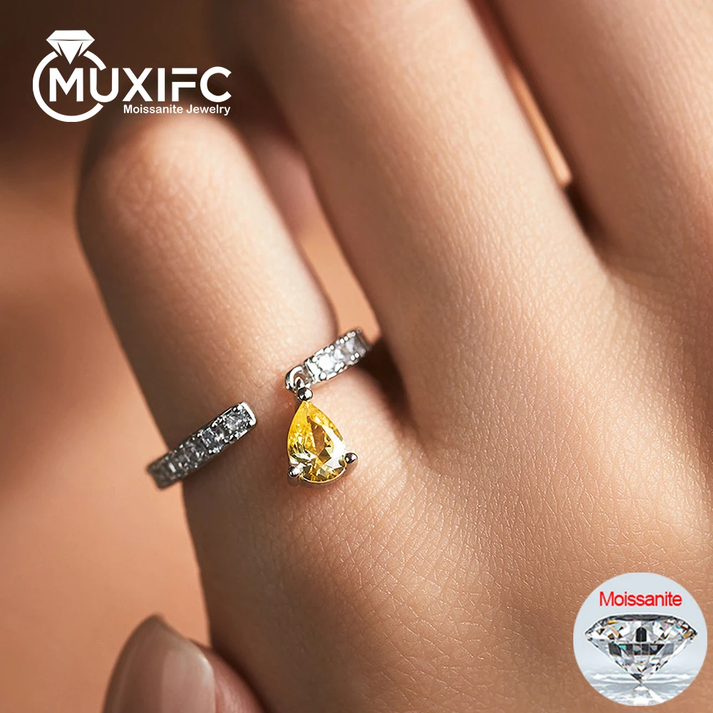 

MUXIFC 4X6mm Pear Cut Moissanite Pendant Ring D Color Full Moissanite Open Band With Certified 925 Sterling Silver Fine Jewelry