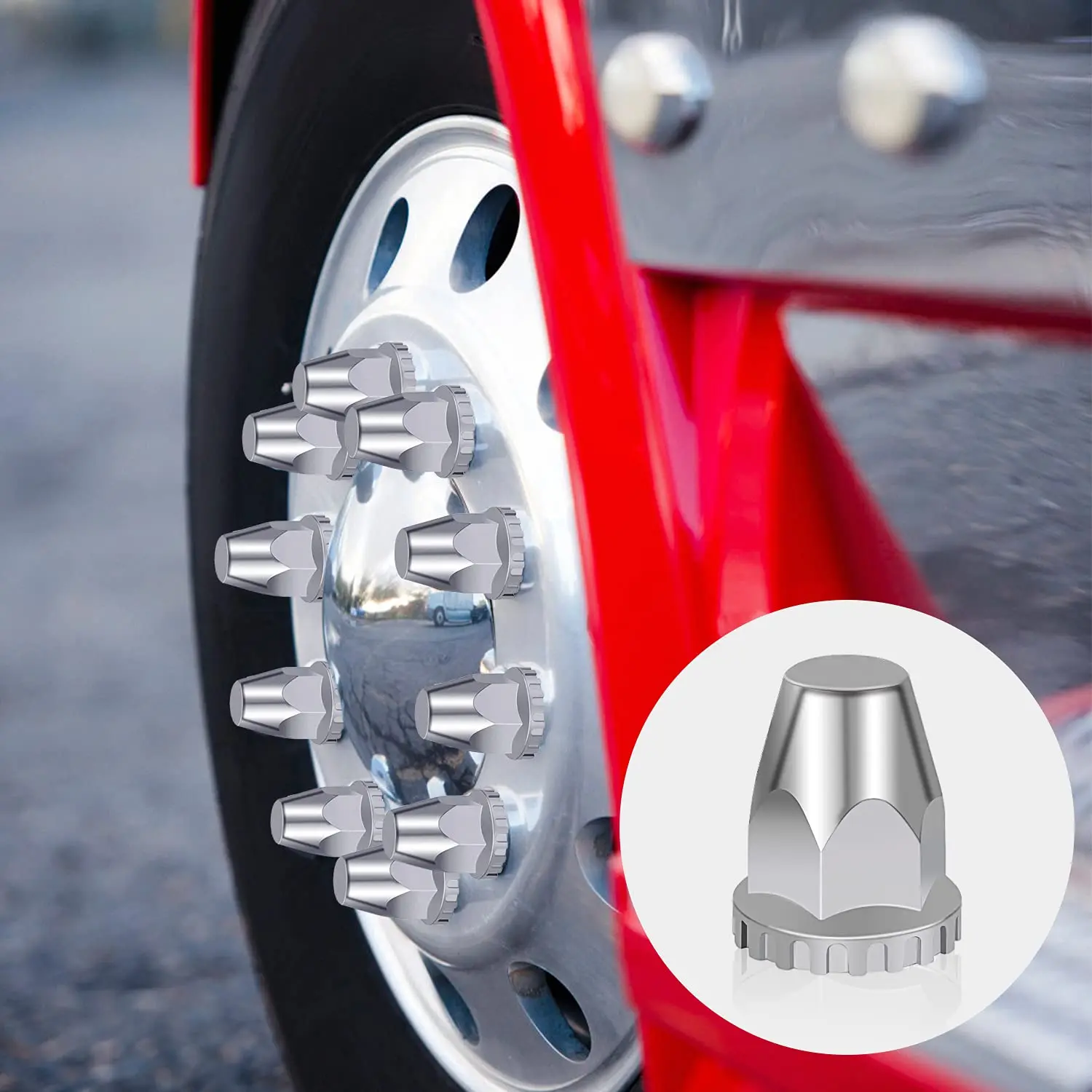 20 PCS ABS Chrome Plastic 33 mm by 2-7/8 inch Thread-on Standard Lug Nut Covers for Semi Trucks fit Hub Piloted Wheels