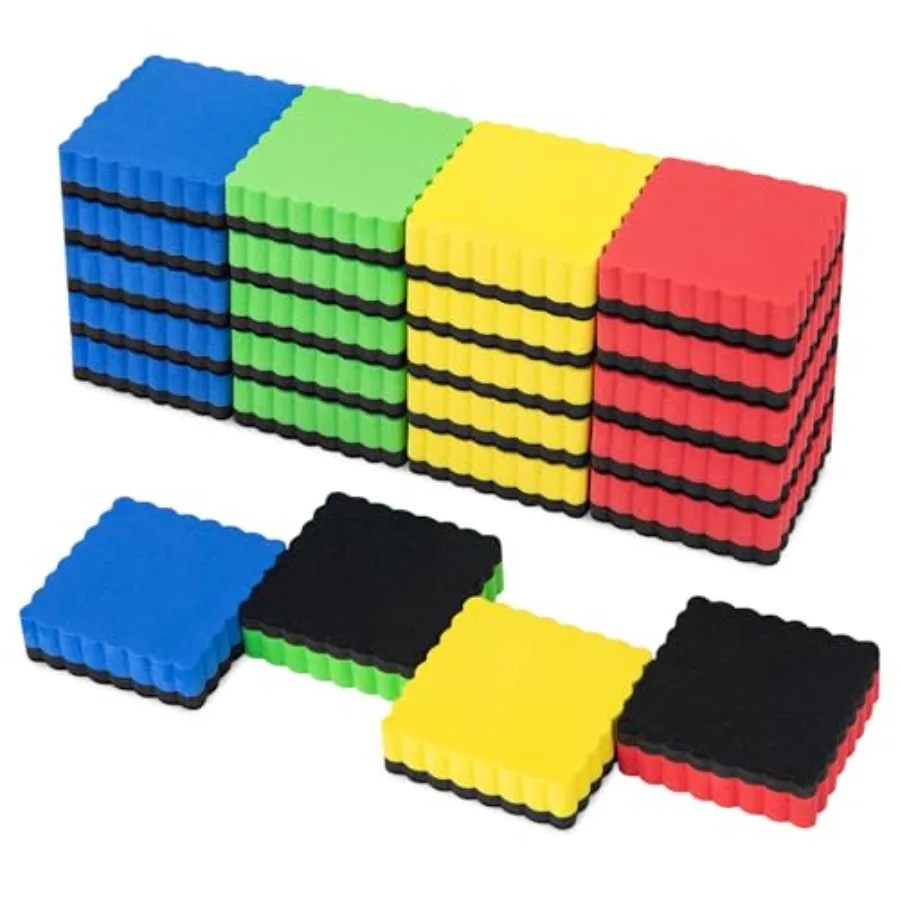 

24 Pcs Mini Dry Erase Erasers, Magnetic Whiteboard Eraser, Magnetic Erasers for Dry Erase Board, Dry Marker Eraser, White Board