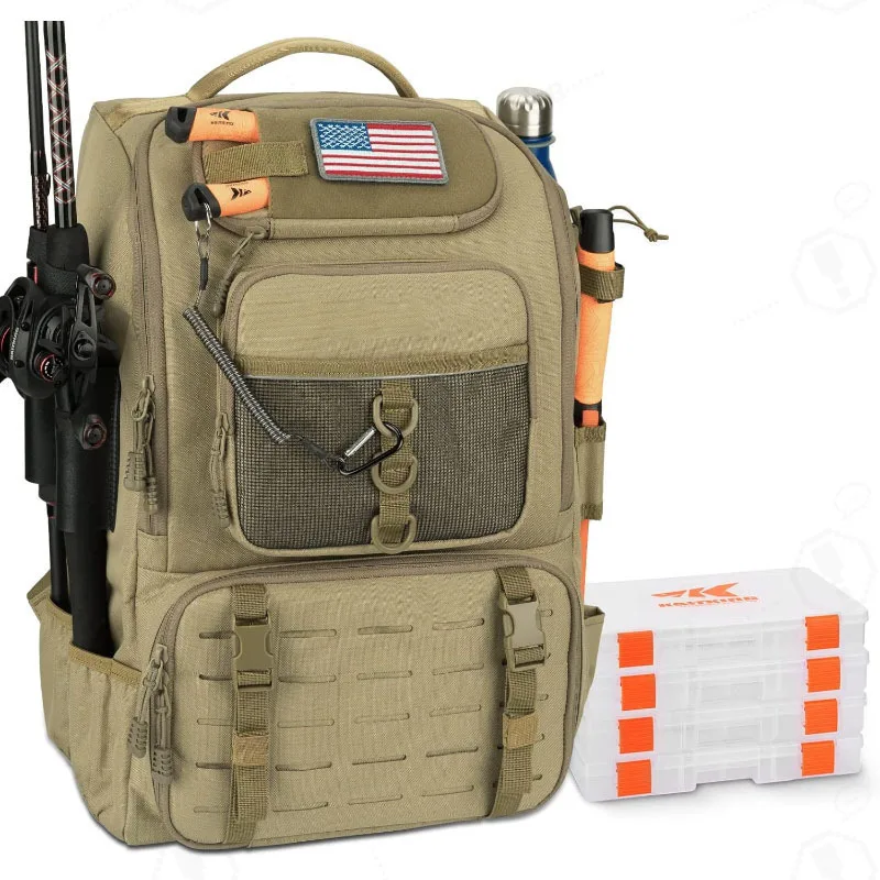 Foldable Multifunctional Large Capacity Fishing Backpack, Outdoor Tackle Bag for Fishing Lines & Gear Storage