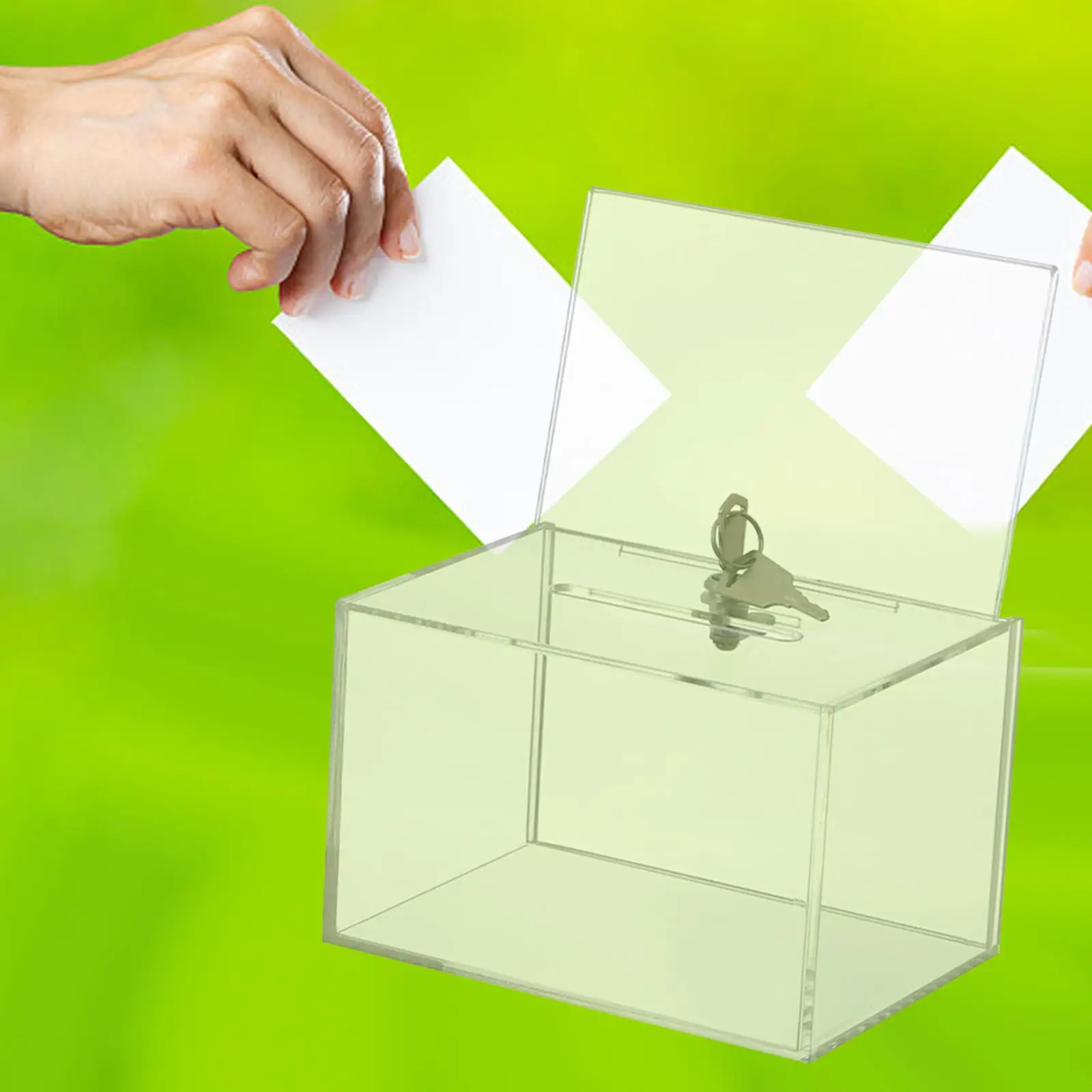 Acrylic Donation Box Voting Box Lockable Transparent Raffle Box Display Case for Desk