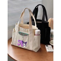 Cartoon Kuromi Letter A-Z Print Tote Bag Name Combination Letter Woman Handbag Kawaii Shoulder Square Bag Girls Shopping Dating