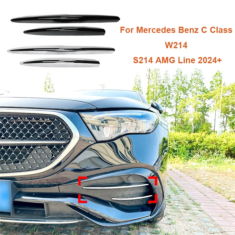 

Carbon ABS Front Fog Lamp Grill Grille Decorative Covers Stickers 2024+ For Mercedes Benz C Class W214 S214 AMG Line