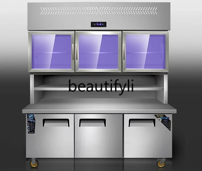 

Холодильный и замороженный двойной витрина Коммерческая нержавеющая сталь, кухонная вертикальная консольная морозильная камера, холодильник