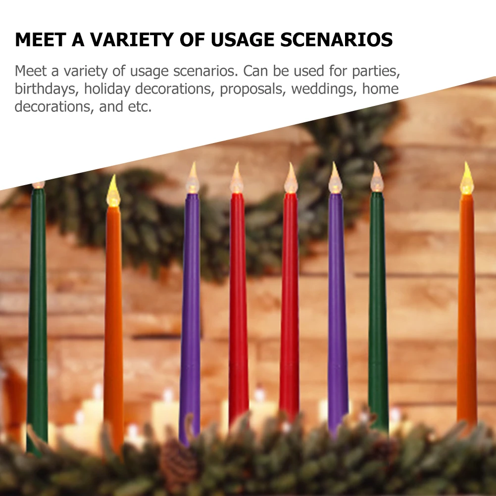 12pcs Led Light Operated Taper Simulated Flameless Candles Decorative Holiday Wedding Party Lights