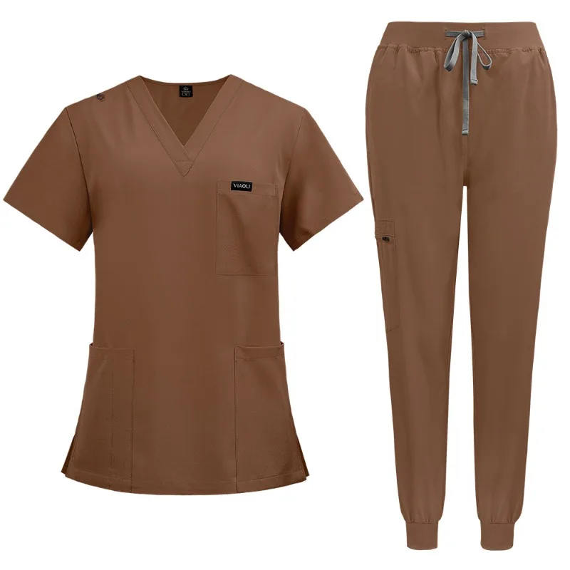 2-teiliges Damen-Peeling-Set mit V-Ausschnitt – atmungsaktive Pflegeuniformen für SPA und Krankenhäuser, schnell trocknende medizinische Arbeitskleidung mit Taschen