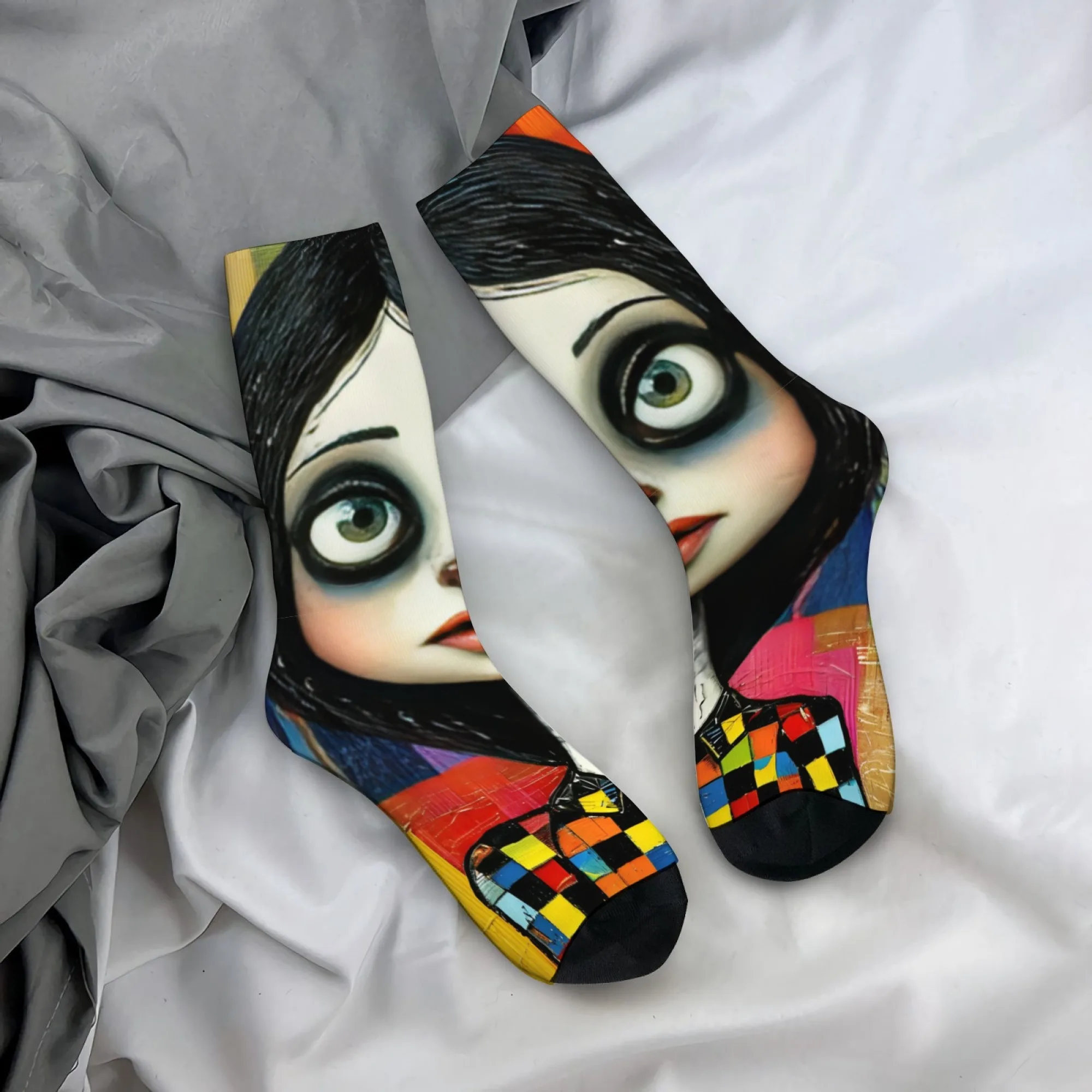 

Dark and Cute Socks Gothic Pop Art Print Mid-calf Socks for Girls, Artistic and Unique Street Style Comfortable Breathable