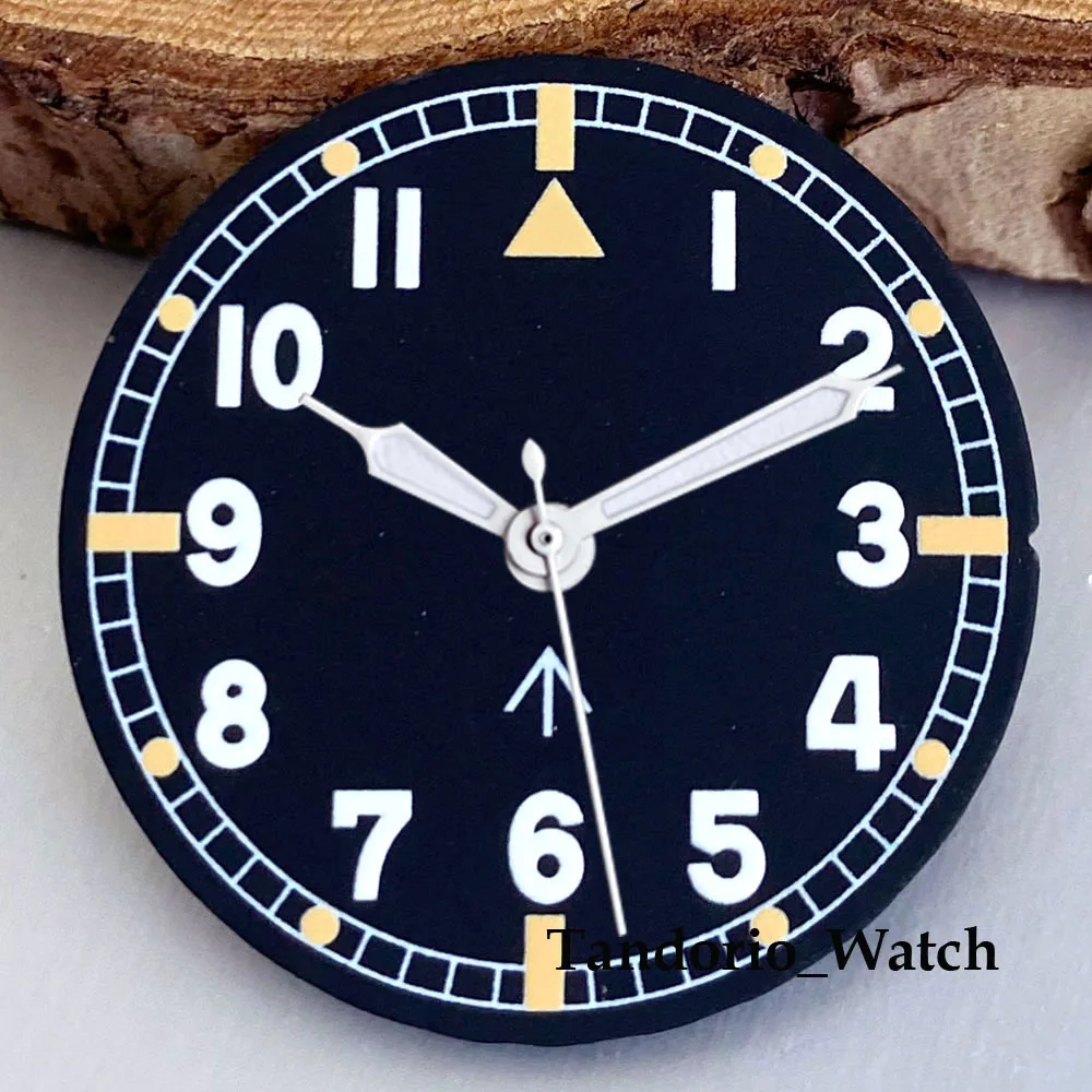 29mm Tandorio Easy to Read Black Sterile Watch Dial For NH35 ETA 2824 Miyota 8215 Movement Pilot Watch Dial Replacement Parts