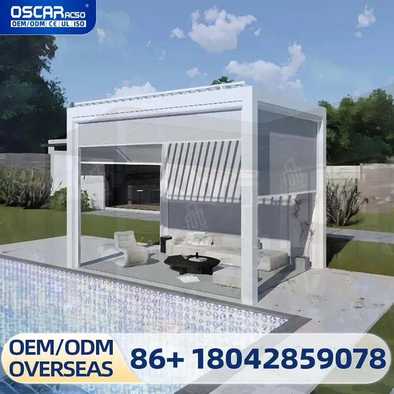 

Adjustable Outdoor Louvered Glass Customized Modern Motorized Aluminium for Garden Patio Backyard Pergola