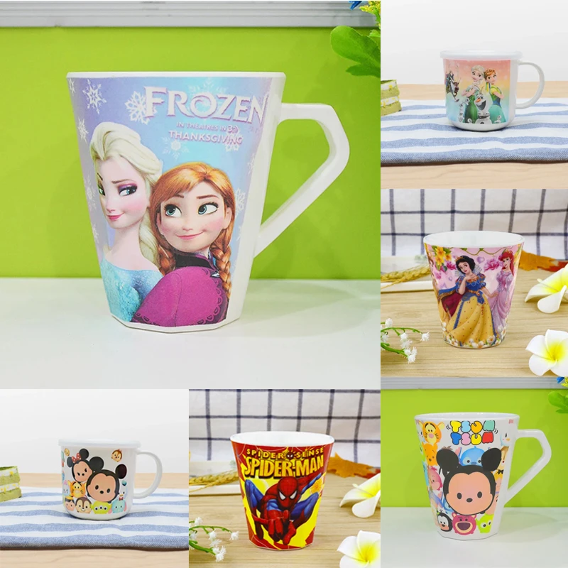 Princess Children Cup Cartoon Melamine Anti-Fall Cup Disney Girl Boy Cute Gift Elsa Mugs Frozen Bottle Water Party Mickey