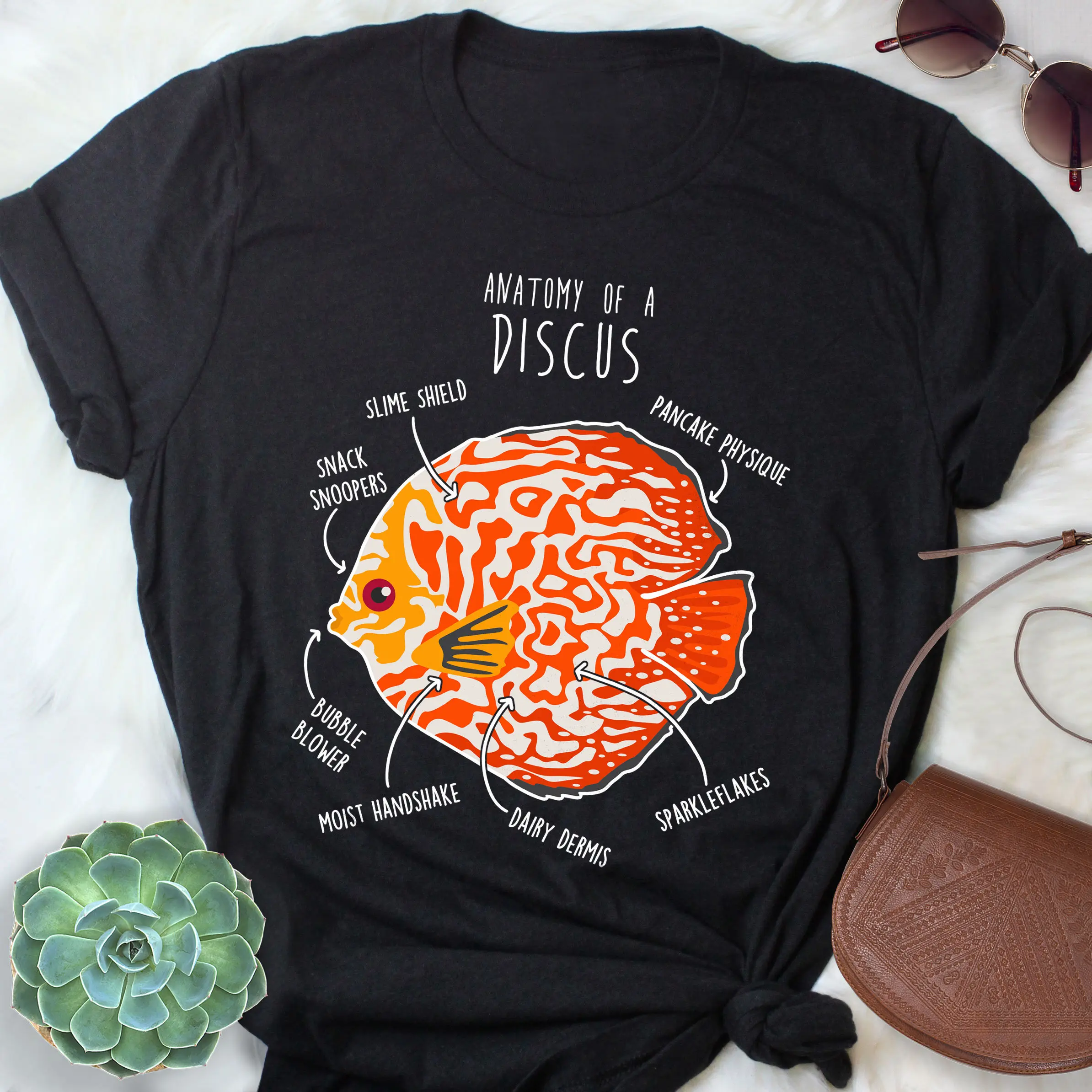 Discus Fish T Shirt Funny Aquarium Lover Cute Pet Keeping Tropical Tank Mom Dad Keeper Red