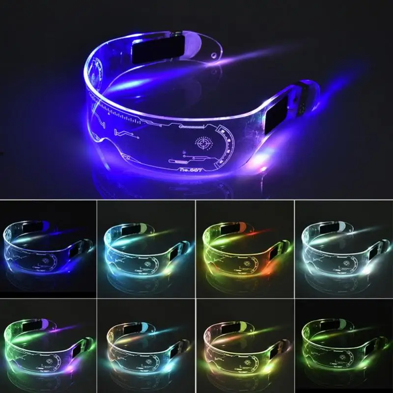 Sense Of Future Science Technology LED Luminous Glasses Ins Popular Punk Goggles Party Christmas Colorful Light Shades Decor