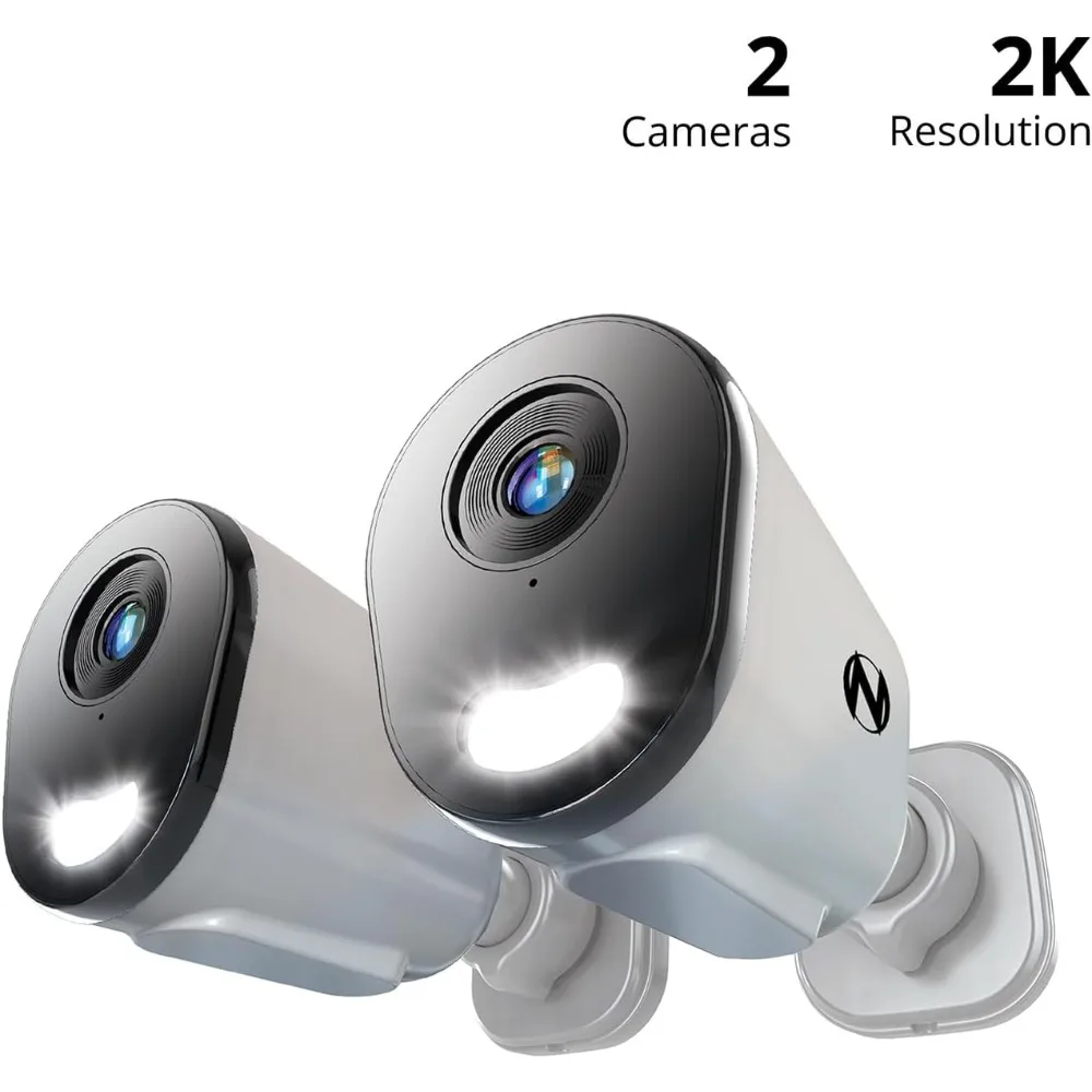 Cámara de disuasión IP con cable de 4 MP con audio bidireccional - paquete de 2 - blanco