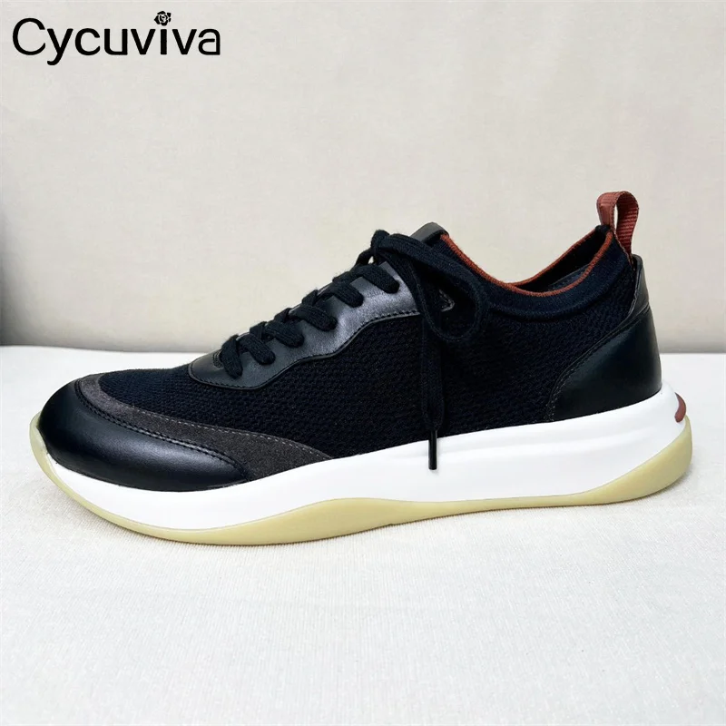 Hot Sale Ventilation Mesh Loafers Men Thick Sole Lace Up Casual Comfort Flat Shoes Male Autumn Party Holiday Walking Shoes Men