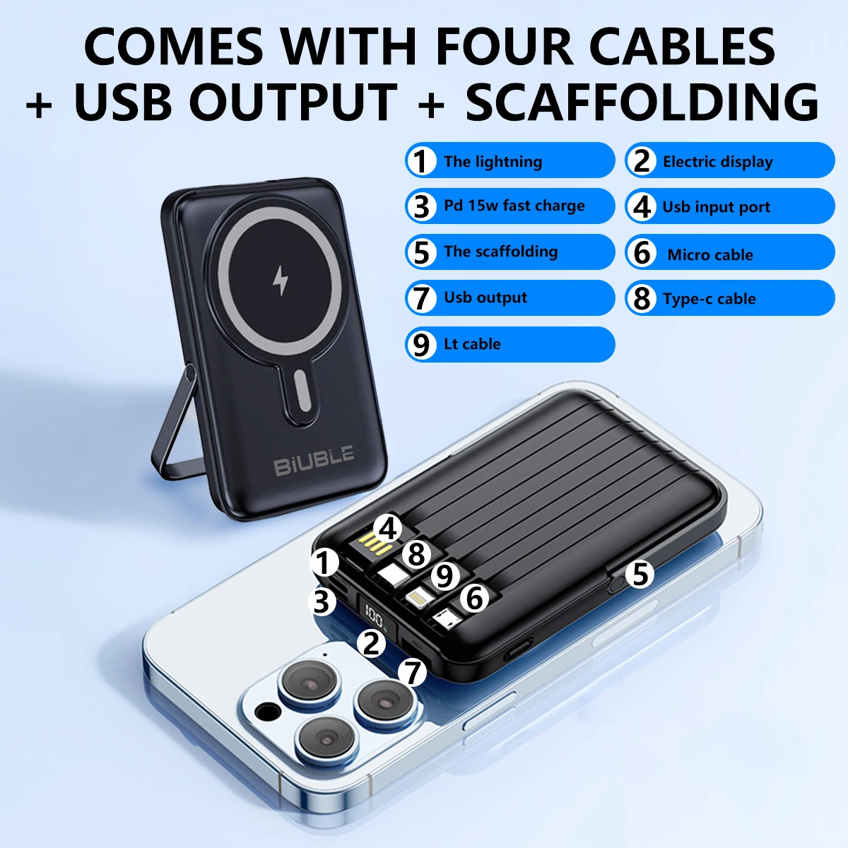 باور بانك لاسلكي مغناطيسي 10000 مللي أمبير في الساعة شحن بطارية خارجية محمولة لهاتف آيفون 16 15 14 13