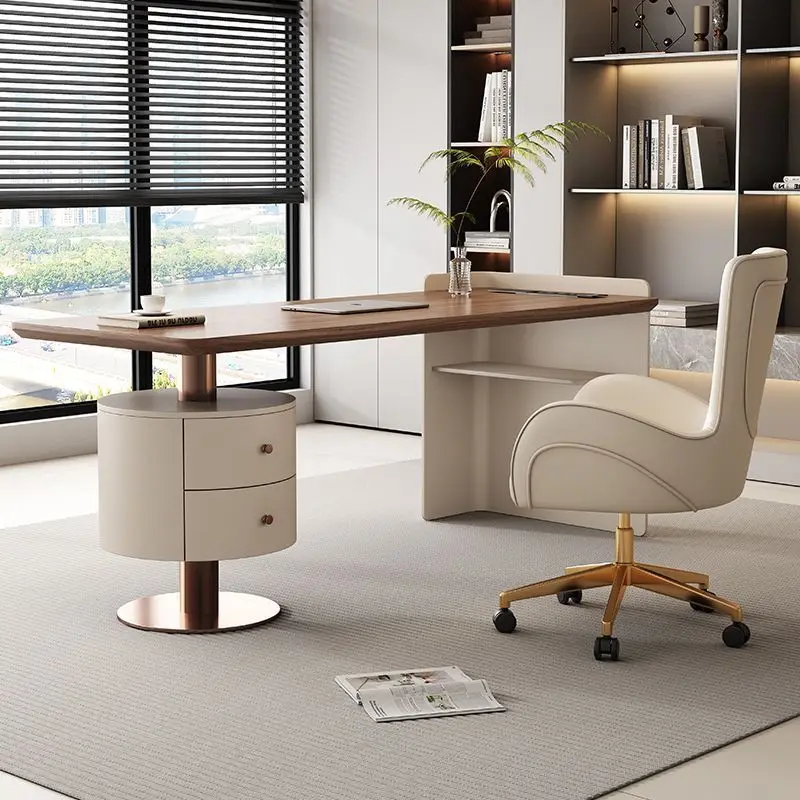 

LH high-end solid wood desk modern simple home study office light luxury computer desk
