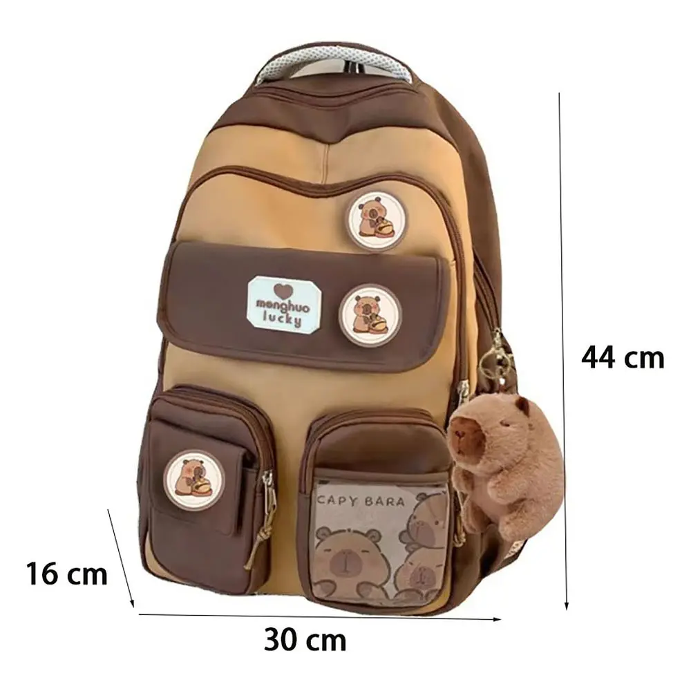 Cute Capybara Schoolbag Adjustable Strap Waterproof Versatile Backpack Large Capacity Shoulders Bag Unisex