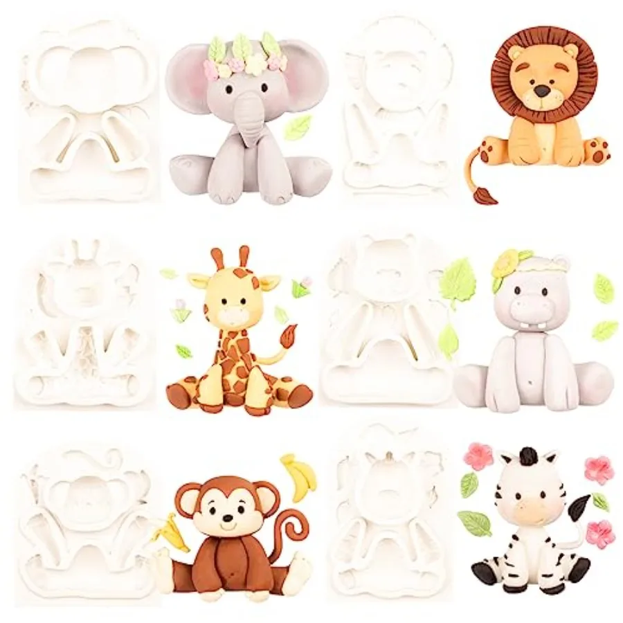 

Jungle Animals Fondant Silicone Molds Sugarcraft Cake Decoration 6-count Height 2.6-3.6inch